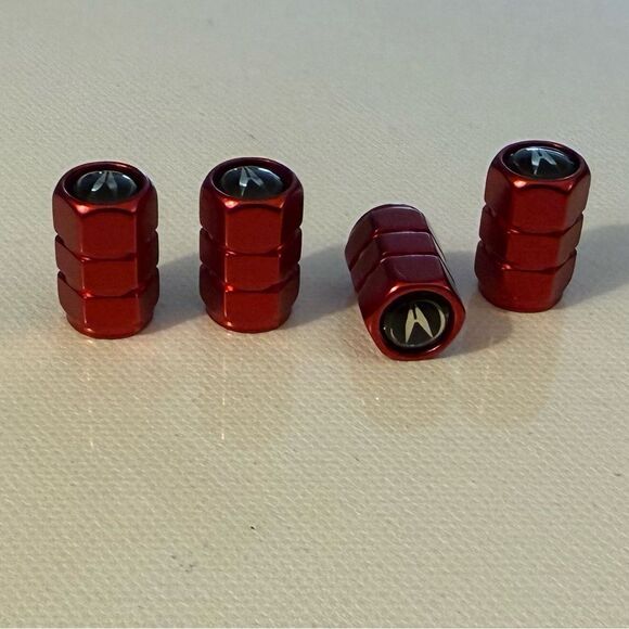 Acura Valve Stem Caps in Red Set of 4 NWT - Picture 3 of 4